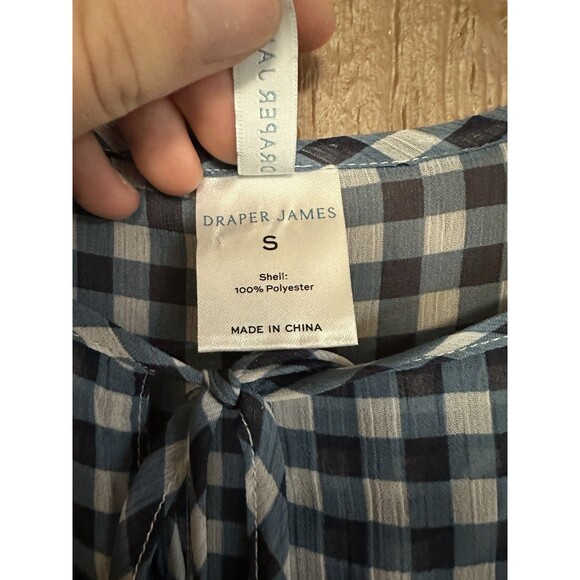 Draper James Gingham Navy Sheer Swim Cover Up Or Dress Size XS‎ Long Sleeve - Picture 5 of 9